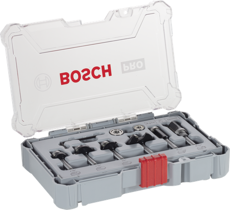 ชุดดอกกัดและแต่งขอบ Bosch PRO Router Bit จำนวน 6 ชิ้น.
