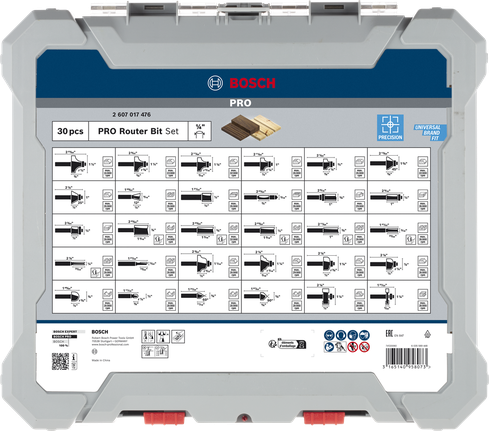ชุดดอกเราเตอร์ Bosch PRO 1/4″ 30 ชิ้น.
