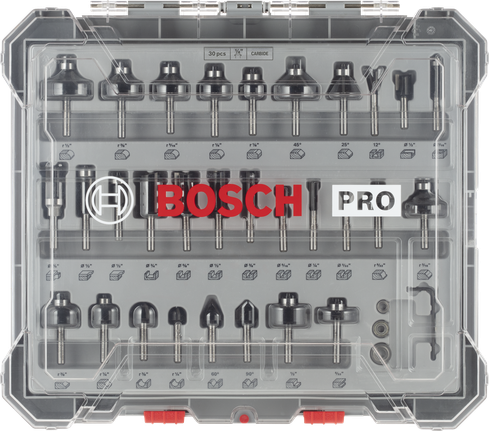 ชุดดอกเราเตอร์ Bosch PRO 1/4″ 30 ชิ้น.