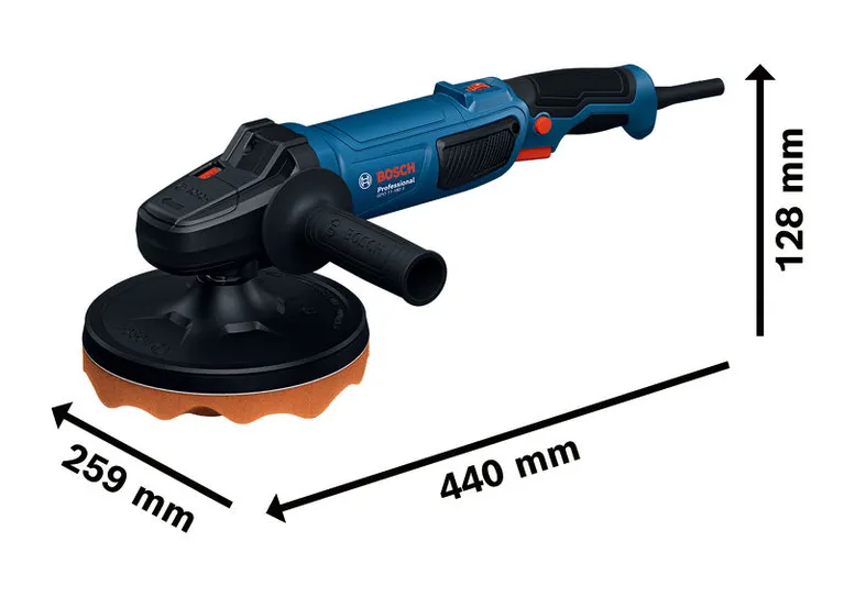 เครื่องขัดเงา Bosch GPO 11-180 S พร้อมด้ามจับที่ถูกหลักสรีรศาสตร์.