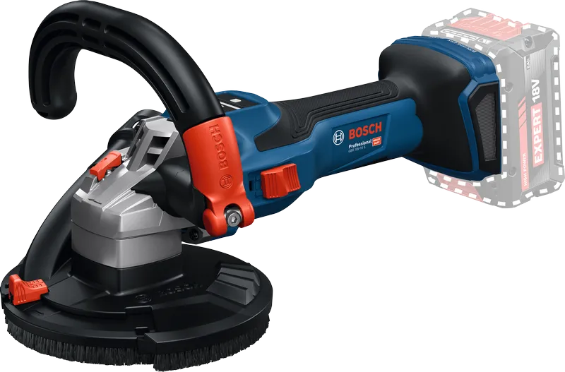 เครื่องเจียร์ผนังไร้สาย Bosch พร้อมด้ามจับตามหลักสรีรศาสตร์.