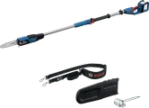 เลื่อยโซ่ยนต์ Bosch GKE 18V-25 พร้อมด้ามจับแบบยืดหดได้และอุปกรณ์เสริม.