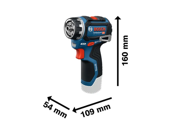 สว่านไร้สาย Bosch GSR 12V-35 FC พร้อมขนาด
