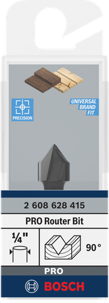 ดอกเราเตอร์ Bosch PRO ร่องวี 90° ก้าน 1/2″ 1/4″.