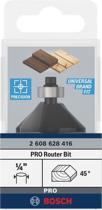 ดอกเราเตอร์ Bosch PRO 1/4″ มุมเฉียง 45°.