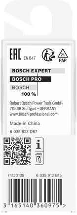 ดอกตรงเราเตอร์ Bosch PRO 1/8″ x 19/64″ ก้าน 1/4″.