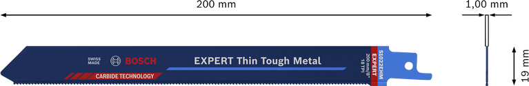 ใบเลื่อยตัดโลหะแบบลูกสูบ Bosch EXPERT Thin Tough Metal 200มม.