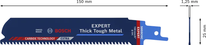 ใบเลื่อยตัดโลหะแบบลูกสูบ Bosch EXPERT Thick Tough Metal S 955 CHC