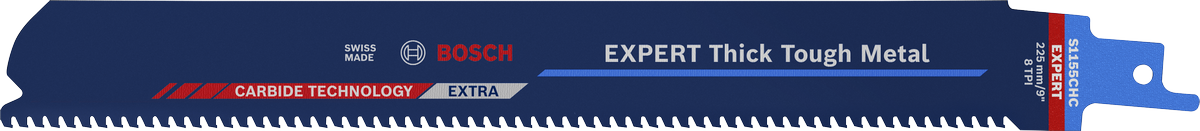ใบเลื่อยตัดโลหะแบบลูกสูบ Bosch EXPERT รุ่น S1155CHC ผลิตจากโลหะหนาและแข็งแรง.