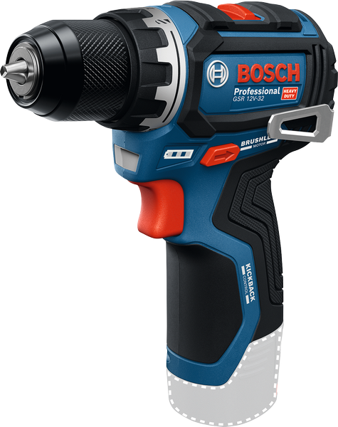 สว่านไร้สาย Bosch GSR 12V-32 พร้อมมอเตอร์ไร้แปรงถ่าน.