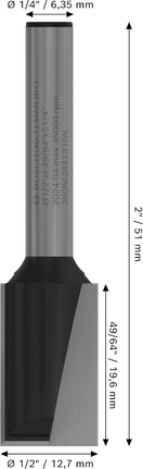 ดอกกัดตรง Bosch PRO Router 2 ร่อง เส้นผ่านศูนย์กลาง 1/2 นิ้ว.