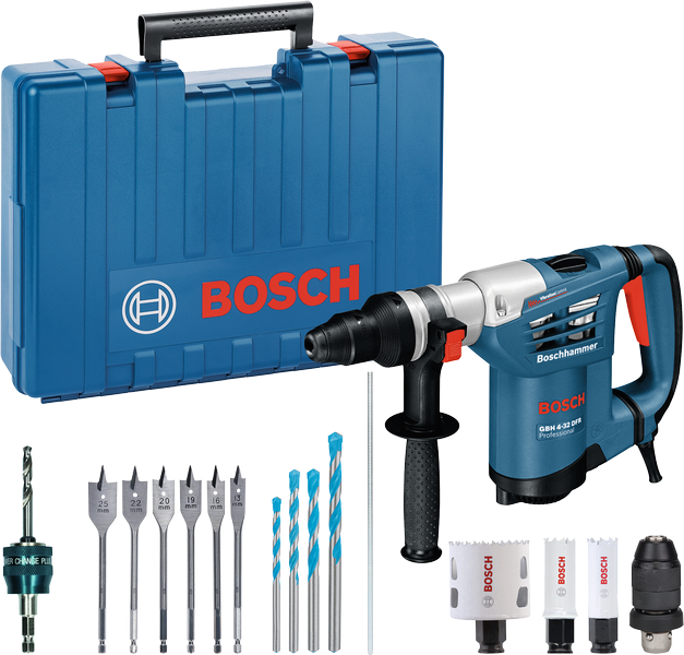 ชุดสว่านโรตารี่ Bosch GBH 4-32 DFR พร้อมอุปกรณ์เสริม.