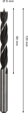 ดอกสว่านเจาะไม้ Bosch PRO Wood Brad Point ขนาด 9 x 80 x 120 มม.