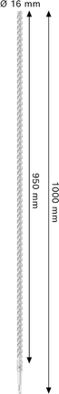 ดอกสว่านเจาะกระแทก PRO SDS plus-5X, ขนาด 16 x 950 x 1000 มม. ดอกสว่านกระแทก Bosch PRO SDS plus-5X 16 มม. x 1000 มม.