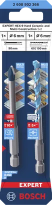 ชุดดอกสว่าน EXPERT HEX-9 Hard Ceramic and Multi Construction ชุดดอกสว่านเจาะเซรามิกแข็งและหลายโครงสร้าง Bosch EXPERT HEX-9 ขนาด 6 มม.