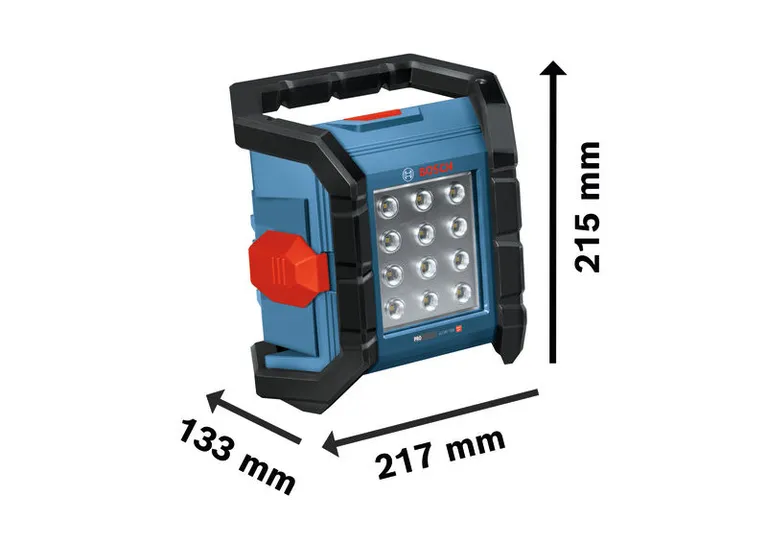 ไฟส่องสว่างหน้างานไร้สาย Bosch GLI18V-1500 พร้อมขนาด.