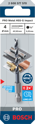 ดอกสว่านกระแทก Bosch PRO Metal HSS-G ขนาด 4 มม.