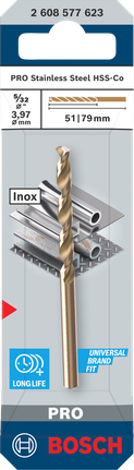 ดอกสว่านเกลียว HSS-Co สแตนเลส Bosch PRO ขนาด 3.97 มม.