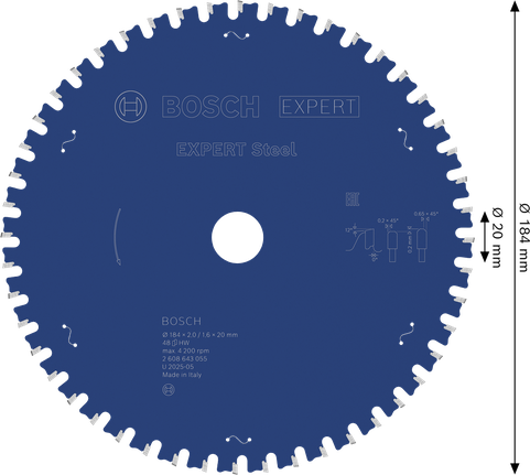 ใบเลื่อยวงเดือนเหล็ก Bosch EXPERT 184 มม. 48T.