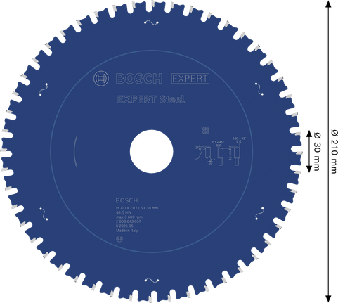 ใบเลื่อยวงเดือนเหล็ก Bosch EXPERT 210มม. T48.