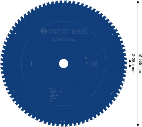 ใบเลื่อยวงเดือนเหล็ก Bosch EXPERT 355mm T90 สำหรับตัดโลหะ.