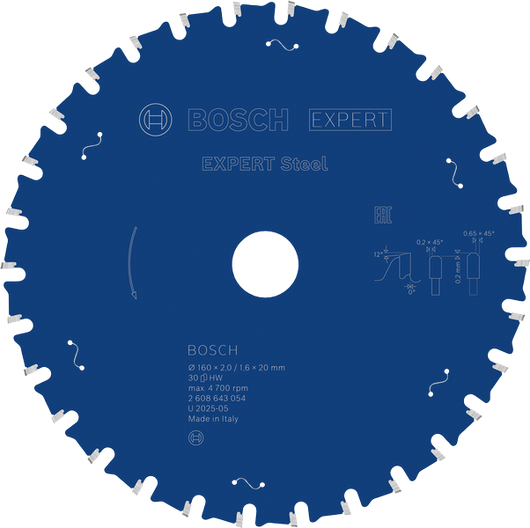 ใบเลื่อยวงเดือนเหล็ก Bosch EXPERT 160มม. T30.