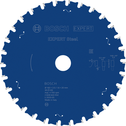 ใบเลื่อยวงเดือนเหล็ก Bosch EXPERT 160มม. T30.