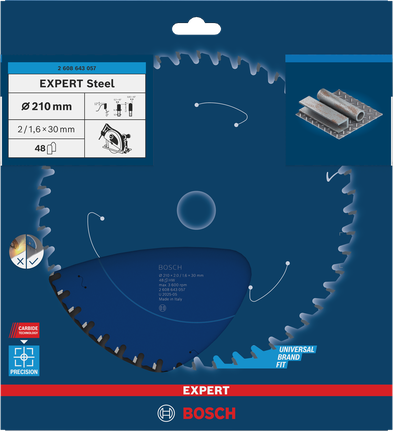 ใบเลื่อยวงเดือนเหล็ก Bosch EXPERT 210×2/1.6×30 มม. T48.