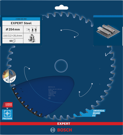 ใบเลื่อยวงเดือนเหล็ก Bosch EXPERT 254×25.4 มม. T60.