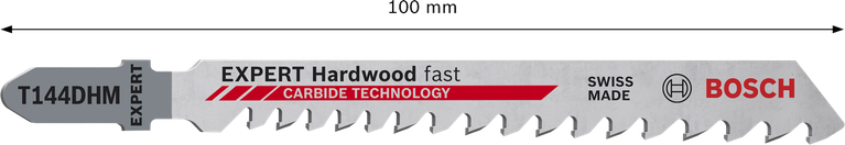 ใบเลื่อยจิ๊กซอว์ Bosch EXPERT Hardwood Fast T144DHM สำหรับการตัดไม้แบบรวดเร็ว.