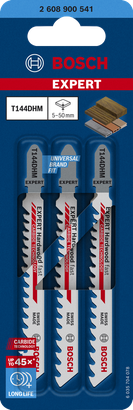 ใบเลื่อยจิ๊กซอว์คาร์ไบด์ Bosch EXPERT 'Hardwood Fast' T144DHM แพ็ค 3 ใบ.