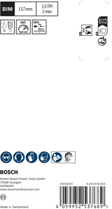 ใบเลื่อยจิ๊กซอว์ทำความสะอาด 2 ด้าน Bosch EXPERT Hardwood BIM 117mm.