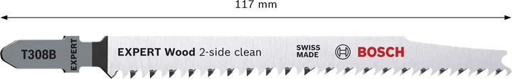 EXPERT Wood 2-side clean T308B ใบเลื่อยจิ๊กซอว์ Bosch EXPERT Wood ทำความสะอาด 2 ด้าน T308B