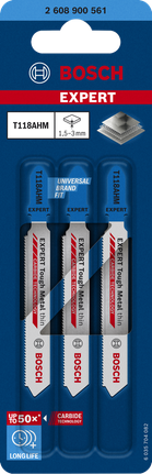 ใบเลื่อยจิ๊กซอว์คาร์ไบด์ Bosch EXPERT Tough Metal T118AHM.