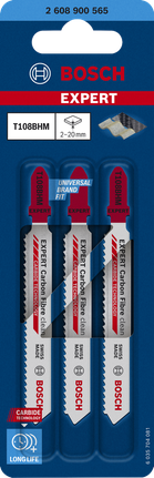 ใบเลื่อยจิ๊กซอว์ Bosch EXPERT Carbon Fibre Clean T108BHM แพ็ค 3 ใบ.
