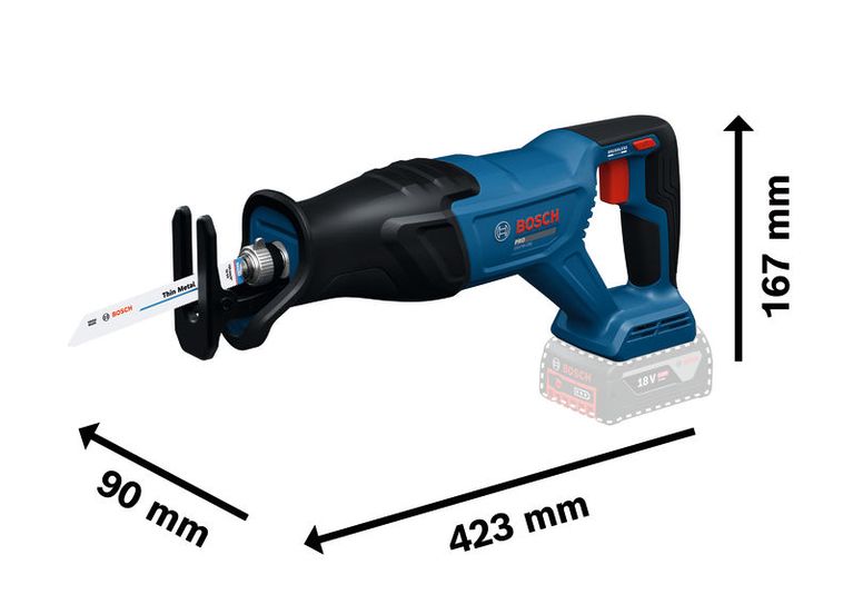 Bosch GSA18V-280 เลื่อยตัดโลหะไร้สาย ความยาว 423 มม.
