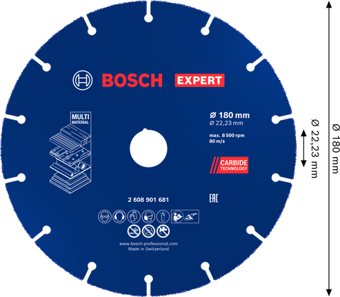 ใบตัดคาร์ไบด์ Bosch EXPERT Multi Material 180 มม.