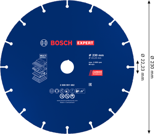 ใบตัดคาร์ไบด์ Bosch EXPERT Multi Material 230 มม.