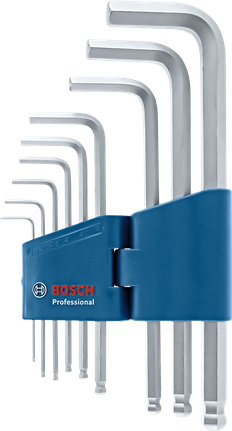 ชุดประแจหกเหลี่ยมรูปตัว L บรรจุในกล่องสีน้ำเงิน