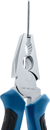 คีมจับตะปูโลหะยาวที่มีด้ามจับสีน้ำเงินและดำ