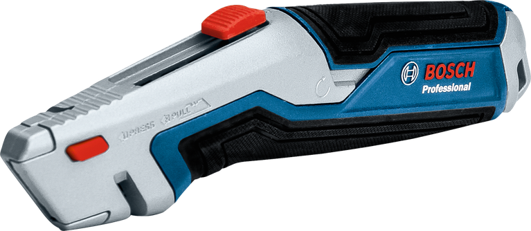 มีดอเนกประประสงค์ไฟฟ้า ด้ามจับมีพื้นผิวกันลื่น และมีสวิตช์นิรภัยสีแดง