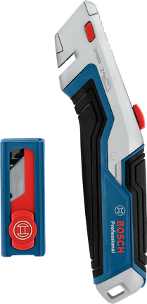 มีดอเนกประประสงค์และซองใส่ใบมีด ดีไซน์สีฟ้า เทา และแดง