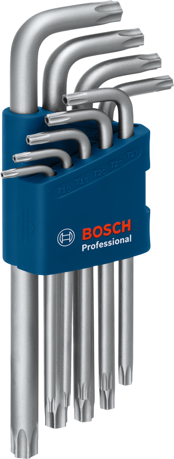 ชุดประแจหกเหลี่ยมทอร์กซ์ Bosch 9 ชิ้น พร้อมด้ามจับเหล็ก S2