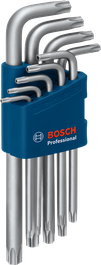 ชุดประแจหกเหลี่ยมทอร์กซ์ Bosch 9 ชิ้น พร้อมด้ามจับเหล็ก S2