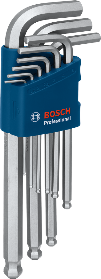 ชุดประแจหกเหลี่ยม Bosch S2 9 ชิ้น บรรจุในกล่องสีน้ำเงิน