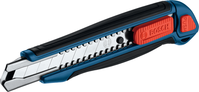 มีดคัตเตอร์ Bosch ขนาด 18 มม. แบบหักได้ พร้อมด้ามจับที่ออกแบบตามหลักสรีรศาสตร์