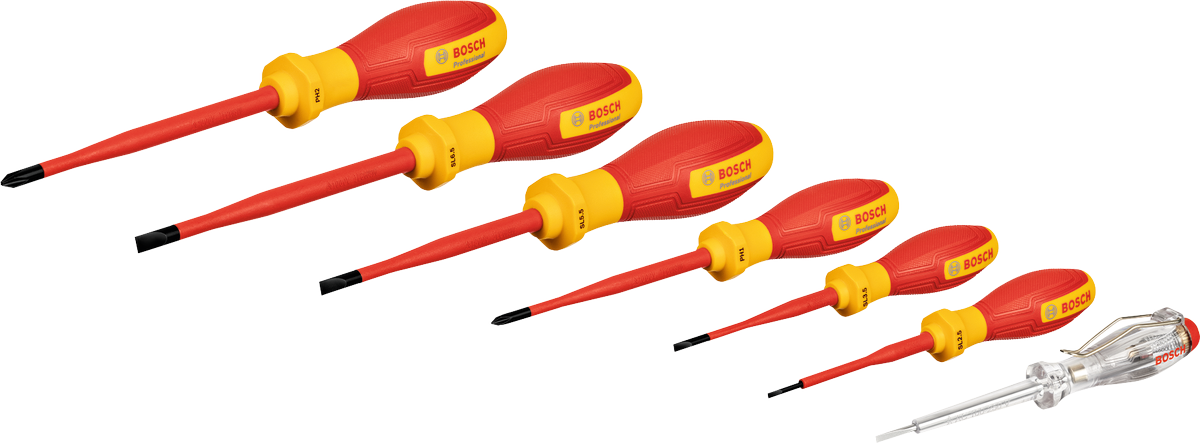 ชุดไขควง Bosch VDE รุ่น SL/PH 7 ชิ้น สำหรับแรงดันไฟฟ้าสูงสุด 1000V