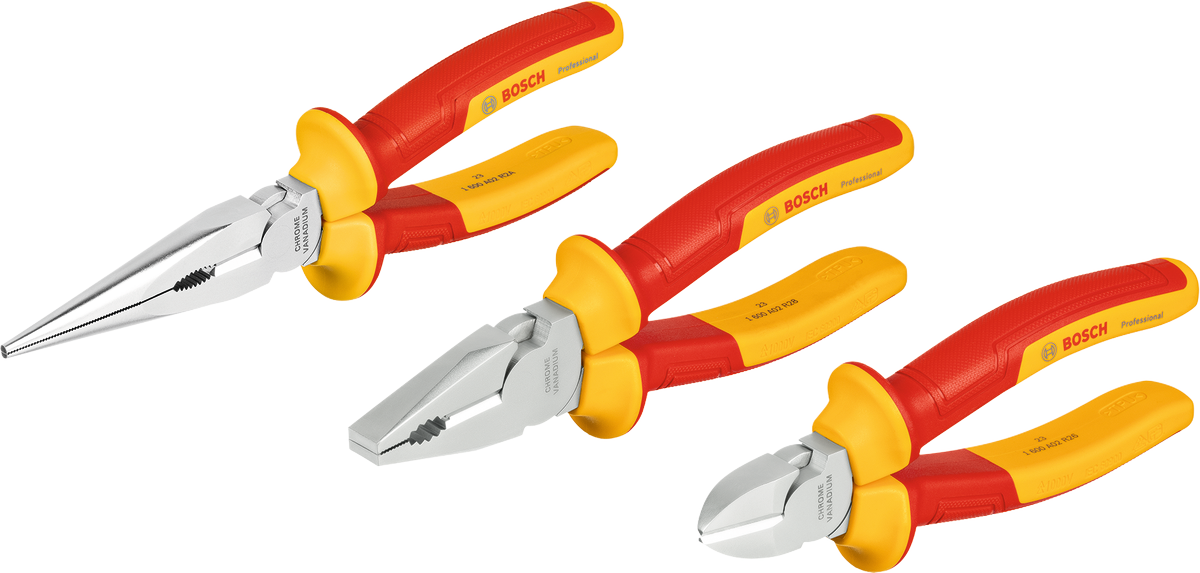 ชุดคีม Bosch VDE 3 ชิ้น พร้อมด้ามจับหุ้มฉนวน