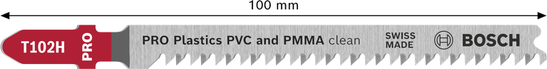 ใบเลื่อยจิ๊กซอว์ Bosch T102H สำหรับการตัด PVC และ PMMA อย่างเรียบร้อย