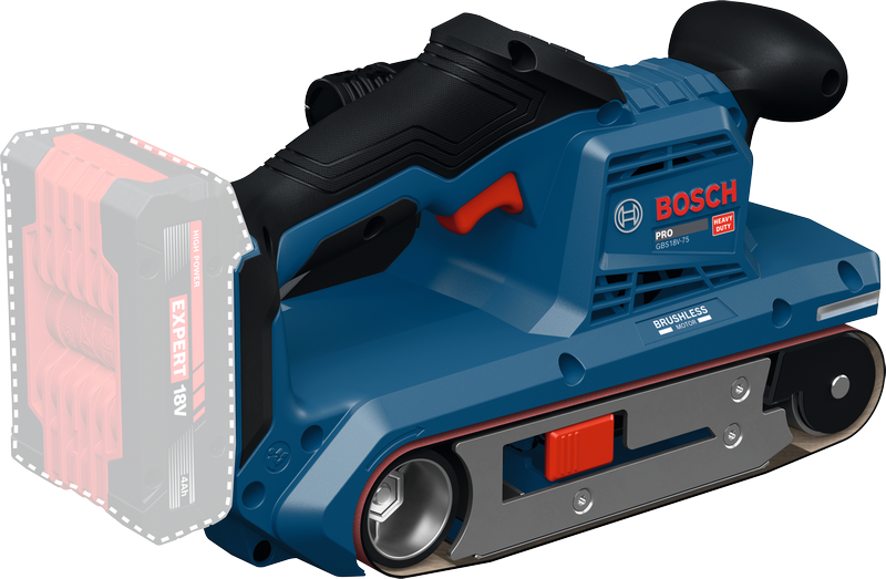 เครื่องขัดสายพาน Bosch GBS18V-75 พร้อมช่องใส่แบตเตอรี่ 18V